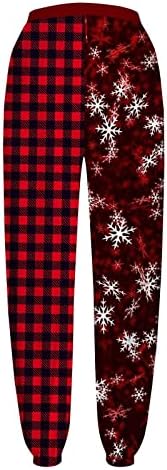 sdbrld Christmas Print High Waist Faux Leather Womens sweatpants