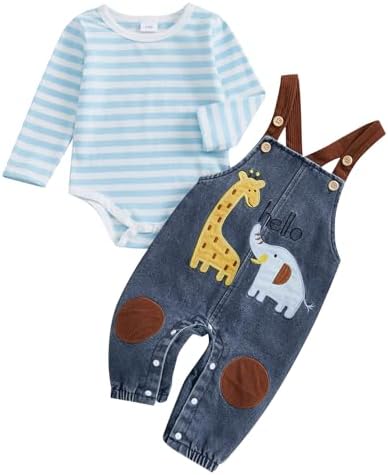 Newborn Long Sleeve Romper Suspender Pants for Boys Soft Knitted Set