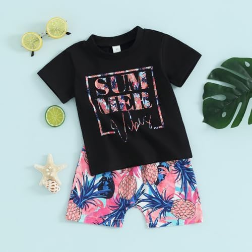 Perfect Summer Toddler Boys Pineapple Top Shorts for Kids