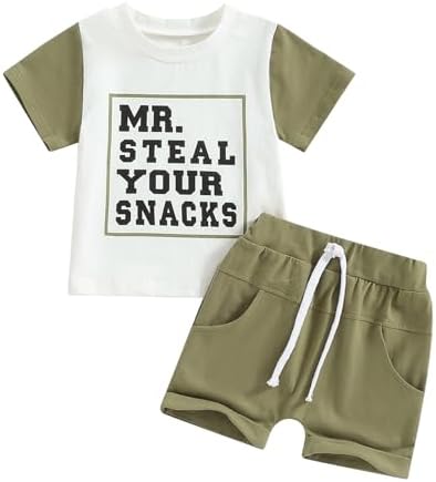 Rtnnsbbfcm Toddler Boy Summer Outfit with Mr Steal Your Snacks