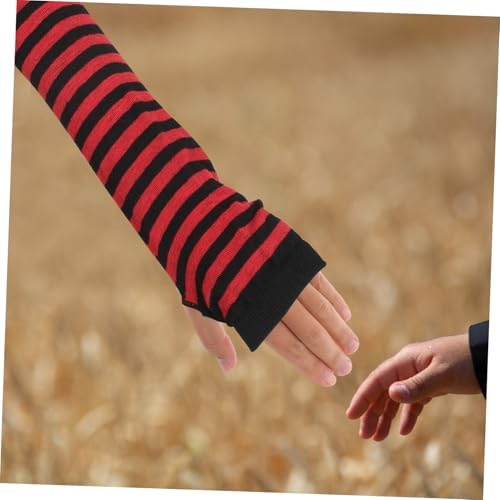 FRCOLOR Women Striped Fingerless Gloves for Winter 1