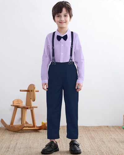 Sangtree Boys Long Sleeved Two-Piece Set With Suspenders