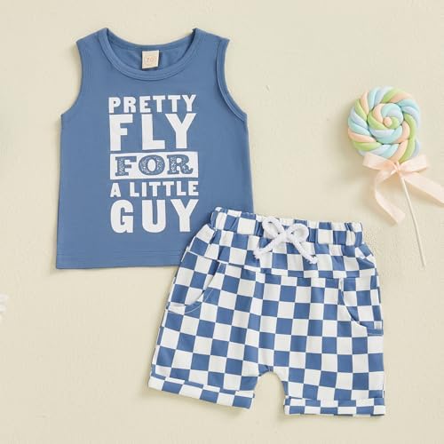 Toddler Boy Summer 2Pcs Checkered Outfit