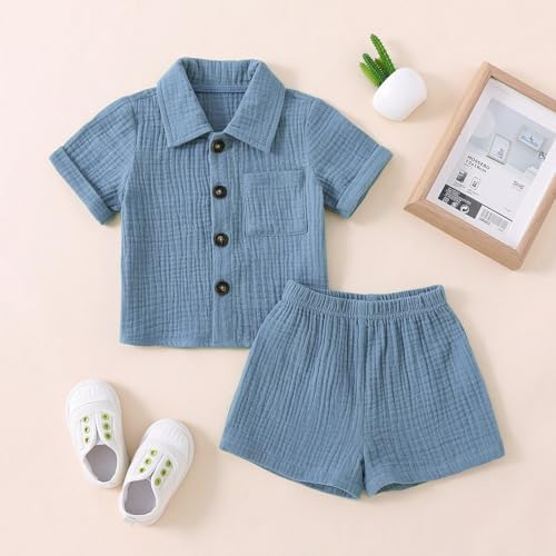 Baby Boys Clothes Set JR 100 Cotton Button Down Shirt Gauze Shorts
