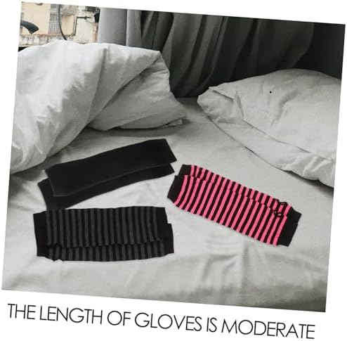 Cute Striped Fingerless Gloves Long Arm Warmers for Women Winter Protection