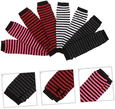 Cute Striped Fingerless Gloves Long Arm Warmers for Women Winter Protection