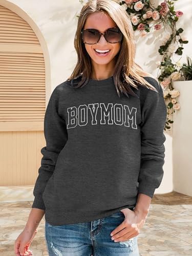 Boy Mom Sweatshirt for Women - Embroidered Fashionable Mama Hoodie