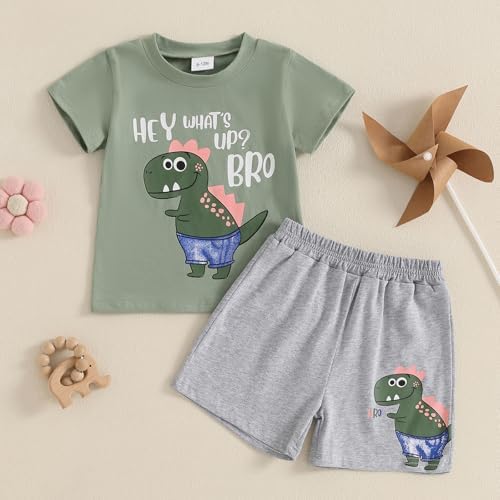 Summer Toddler Boys Outfit Set Dinosaur Print Summer Clothes for Boys