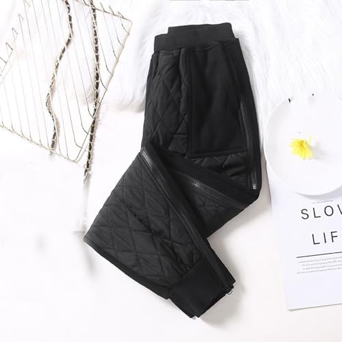 Warm Cozy Quilted Fleece Lined Winter Side Zipper Pant