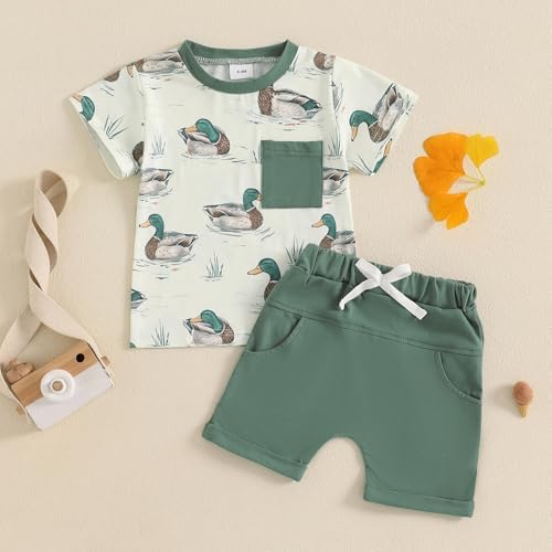 Adorable Baby Boy Summer Outfit Checkered Plaid Two in 1