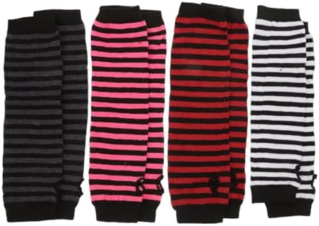 Winter Long Fingerless Gloves for Women with Stripe Design