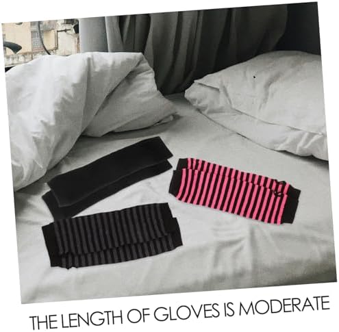 Winter Long Fingerless Gloves for Women with Stripe Design