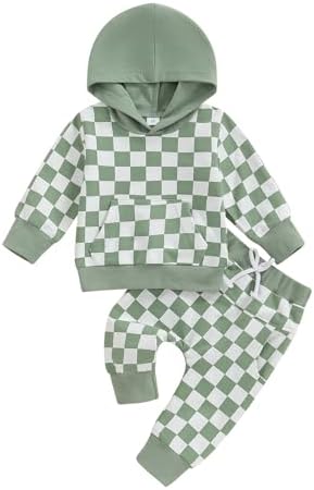 Classic Fall Outfit for Boys - Long Sleeve Pullover Checkers Set
