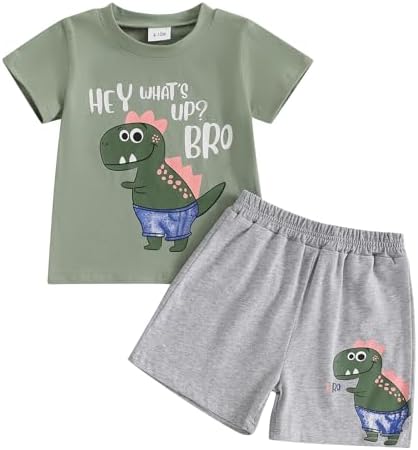 Summer Toddler Boys Outfit Set Dinosaur Print Summer Clothes for Boys