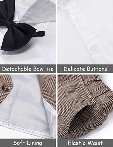 Bright Plaid Vest Toddler Outfit Gentlemans Set for Boys with Bow Tie