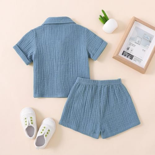 Baby Boys Clothes Set JR 100 Cotton Button Down Shirt Gauze Shorts