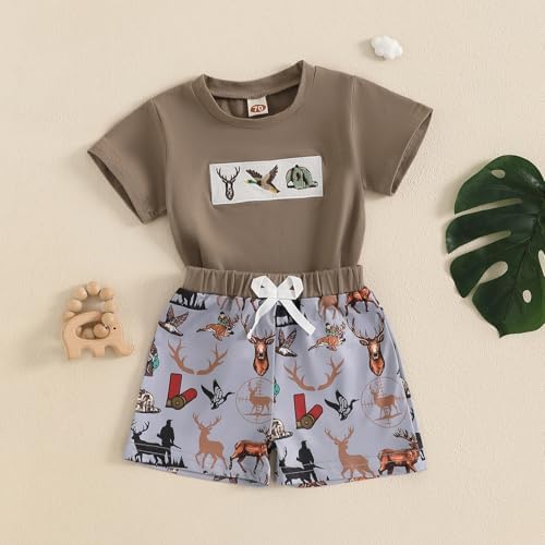 TODDLER BOY SUMMER OUTFIT HUNTING HUNTING DUCK DEER STDX CLOTHES SET