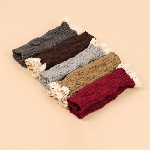 Knit Arm Warmer Womens Gloves - Splicing Lace Design Waterproof Touchscreen Ergonomic Fit