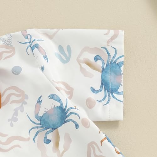 Licupiee Toddler Boys Ocean Print Shorts Set 2Pcs Crab Turtle Summer Outfits