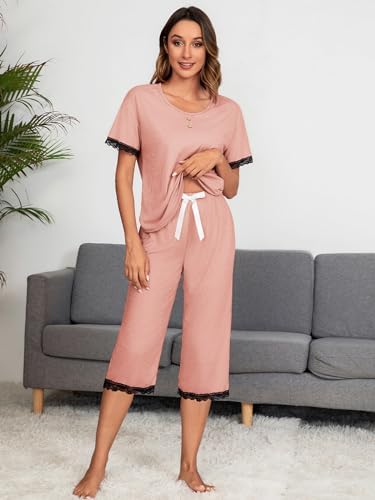 POKWAI Womens Pajama Set Sleepwear Stylish Comfortable Night clothes