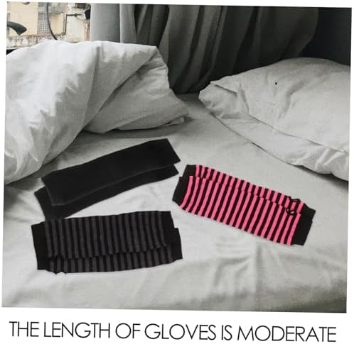 FRCOLOR Women Striped Fingerless Gloves for Winter 1
