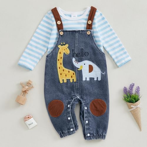 Newborn Long Sleeve Romper Suspender Pants for Boys Soft Knitted Set