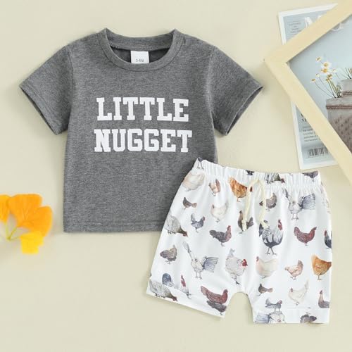 Ledy champswiin toddler baby boys farm outfits 2-piece casual summer set