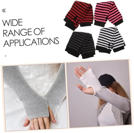 FRCOLOR Women Striped Fingerless Gloves for Winter 1