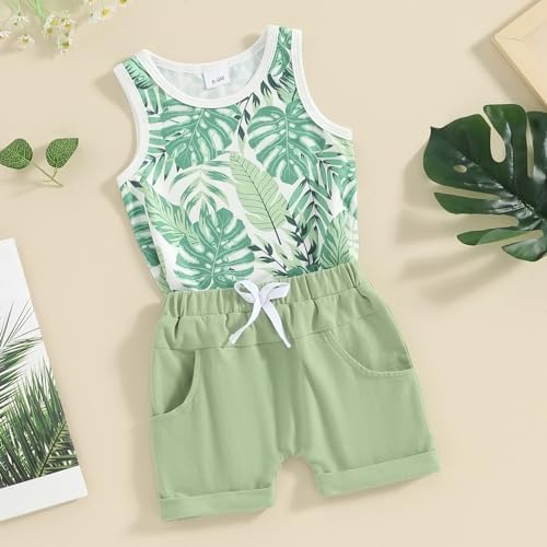 Coconut Print Baby Boy Summer Clothes Set