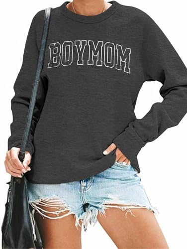 Boy Mom Sweatshirt for Women - Embroidered Fashionable Mama Hoodie