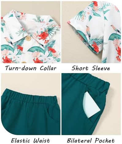 Flamingo Hawaiian Toddler Boy Outfit - Summer Beach Series