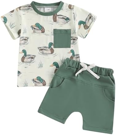 Adorable Baby Boy Summer Outfit Checkered Plaid Two in 1