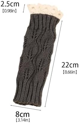 Knit Arm Warmer Womens Gloves - Splicing Lace Design Waterproof Touchscreen Ergonomic Fit