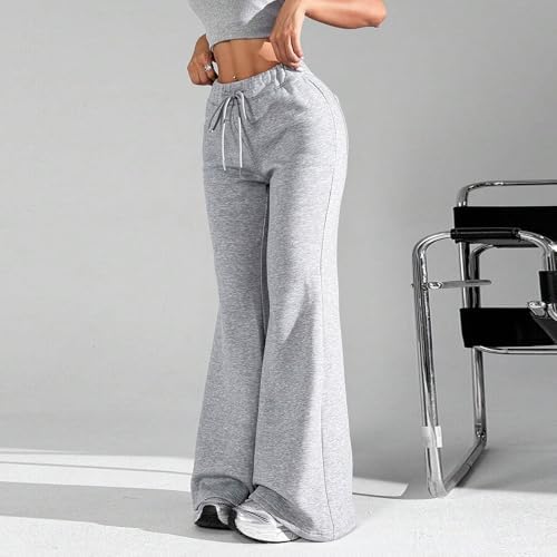 Wide Leg Flare Joggers Women - Drawstring High Waisted Cotton