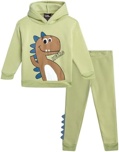 Toddler Boys Cozy Dinosaurs and Construction Printed Fleece Jogger Set