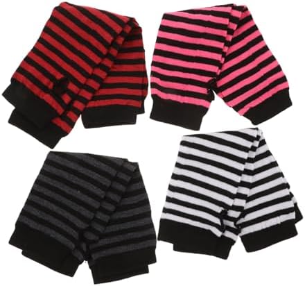 FOMIYES Stripe Fingerless Gloves for Women Tech Warm
