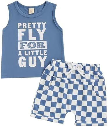 Toddler Boy Summer 2Pcs Checkered Outfit