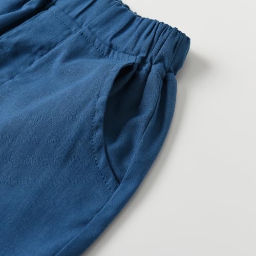 Feidoog Baby Boys Cotton Linen Shorts Set