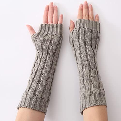 Womens Winter Warm Fingerless Knitted Glove Grey