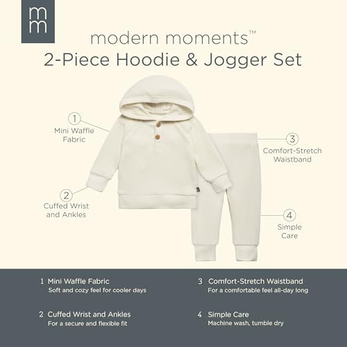 2-Piece Baby Set - Waffle Hoodie Pants Stretchy Cozy