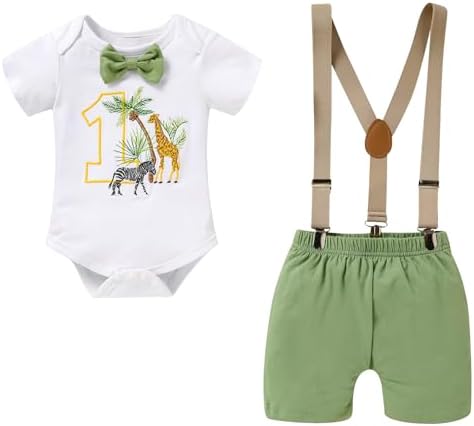 GRNSHTS Baby Boy Funny First Birthday Clothes Tropical Fruit and Animal Romper