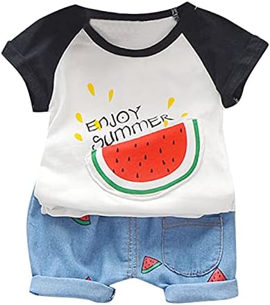 Adorable Baby Set Denim Watermelon Rays Tank Shorts