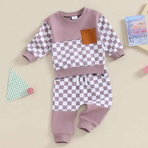 Toddler Baby Checkered Plaid Clothes Set 2Pcs