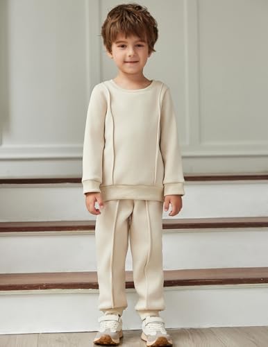 Arshiner Boys Round Neck Long Sleeve Sweatshirt Pants Set - Toddler FallWinter Clothes
