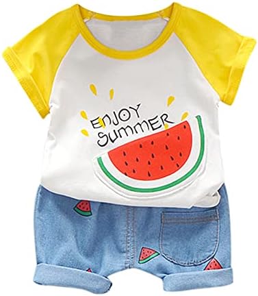 Watermelon Print Denim Shorts for Boys Girls Summer Outfit Set