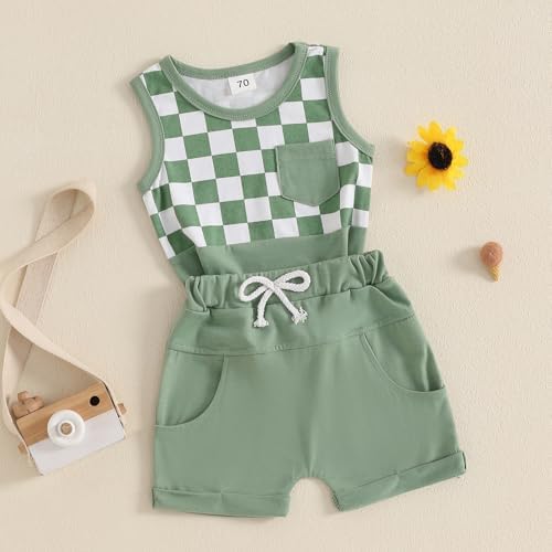 Soft Breathable Baby Boy Summer Set Includes Tank Shorts