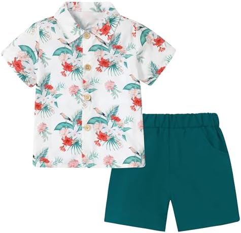 Flamingo Hawaiian Toddler Boy Outfit - Summer Beach Series