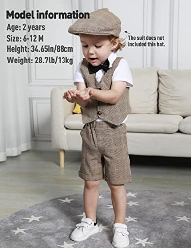 Bright Plaid Vest Toddler Outfit Gentlemans Set for Boys with Bow Tie