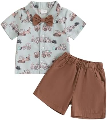 NIBBCOA Toddler Easter Set - Button-Up Shorts with Bowtie