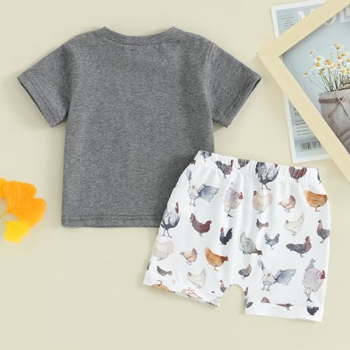 Ledy champswiin toddler baby boys farm outfits 2-piece casual summer set